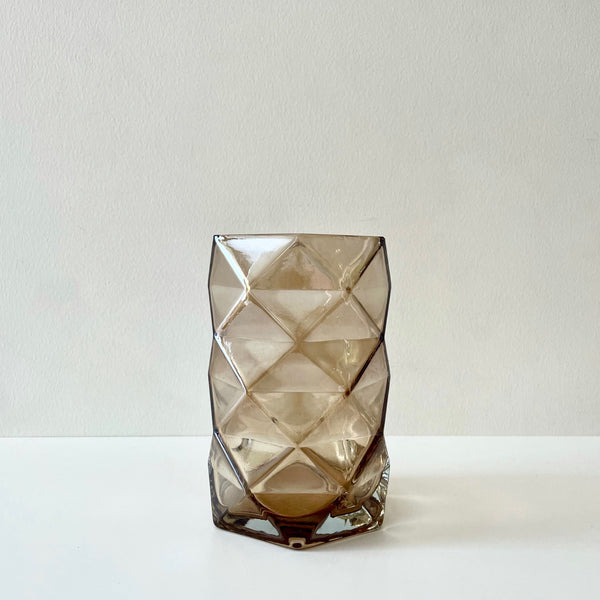hexed smoked glass vase