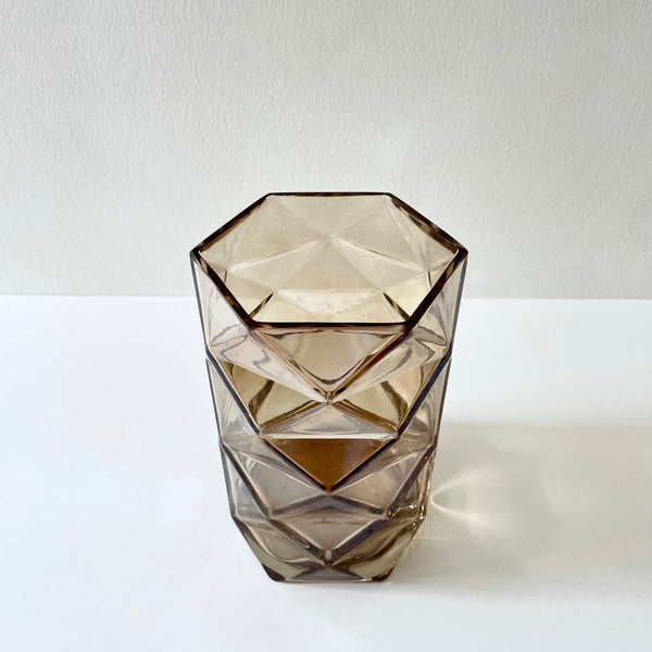 hexed smoked glass vase