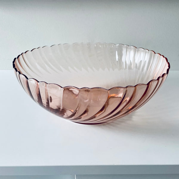 'arcoroc france' pink swirl bowl