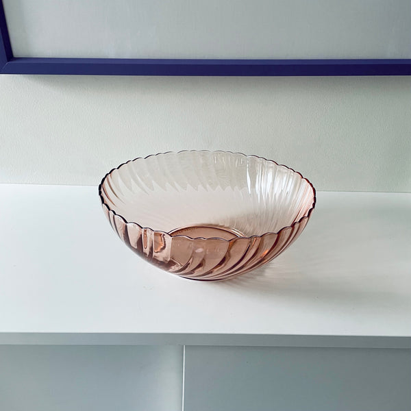 'arcoroc france' pink swirl bowl