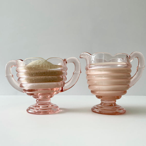 'jeannette glass co' sugar & creamer set