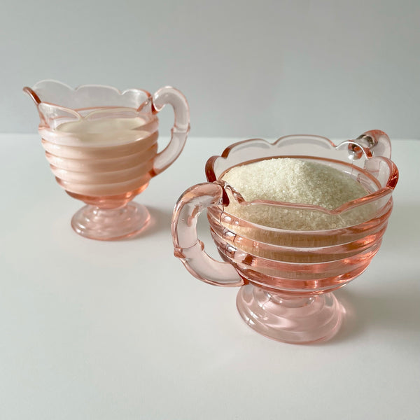 'jeannette glass co' sugar & creamer set