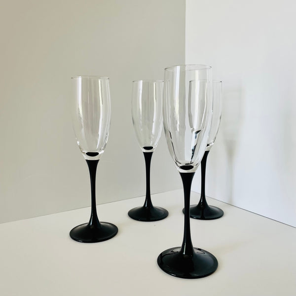 'luminarc' onyx stem champagne flutes