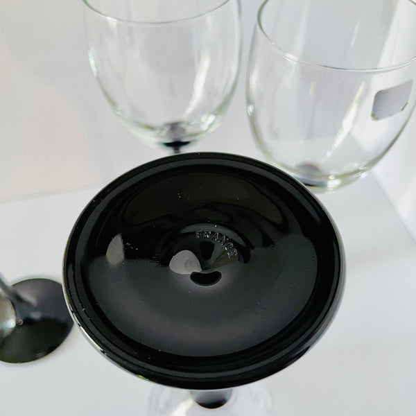 'luminarc' onyx stem wine glasses