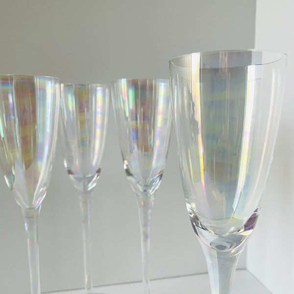 'SIP' iridescent crystal champagne flutes