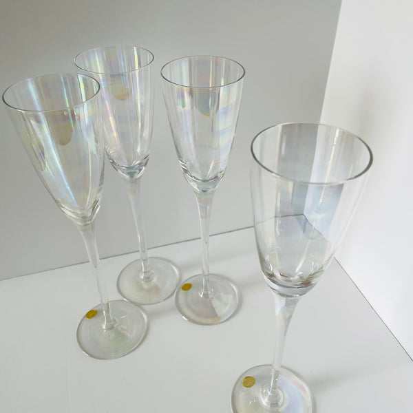'SIP' iridescent crystal champagne flutes