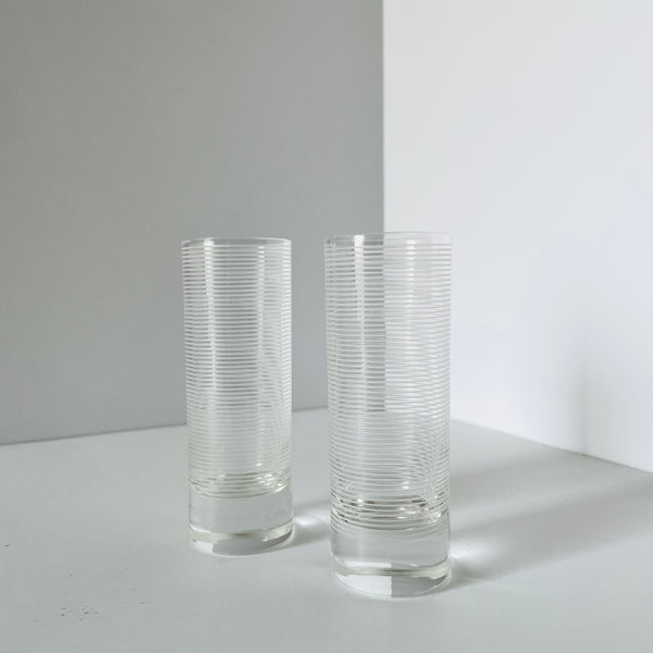 etched glass ribbed shot glasses