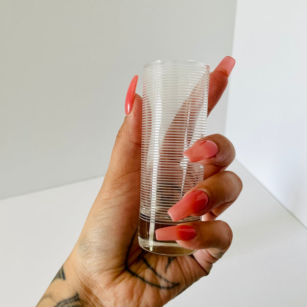 etched glass ribbed shot glasses