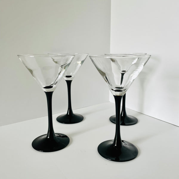 onyx stem martini glasses