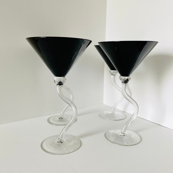 zig-zag stem onyx crystal martini glasses