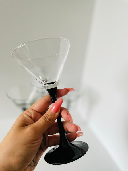 onyx stem martini glasses