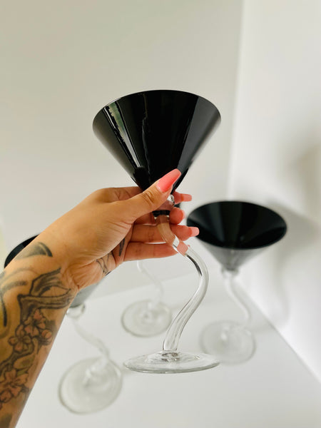 zig-zag stem onyx crystal martini glasses