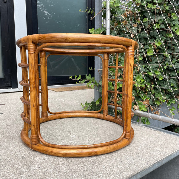 mid century boho bamboo side table