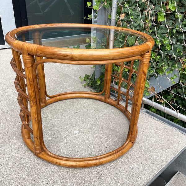 mid century boho bamboo side table