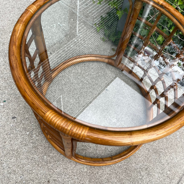 mid century boho bamboo side table